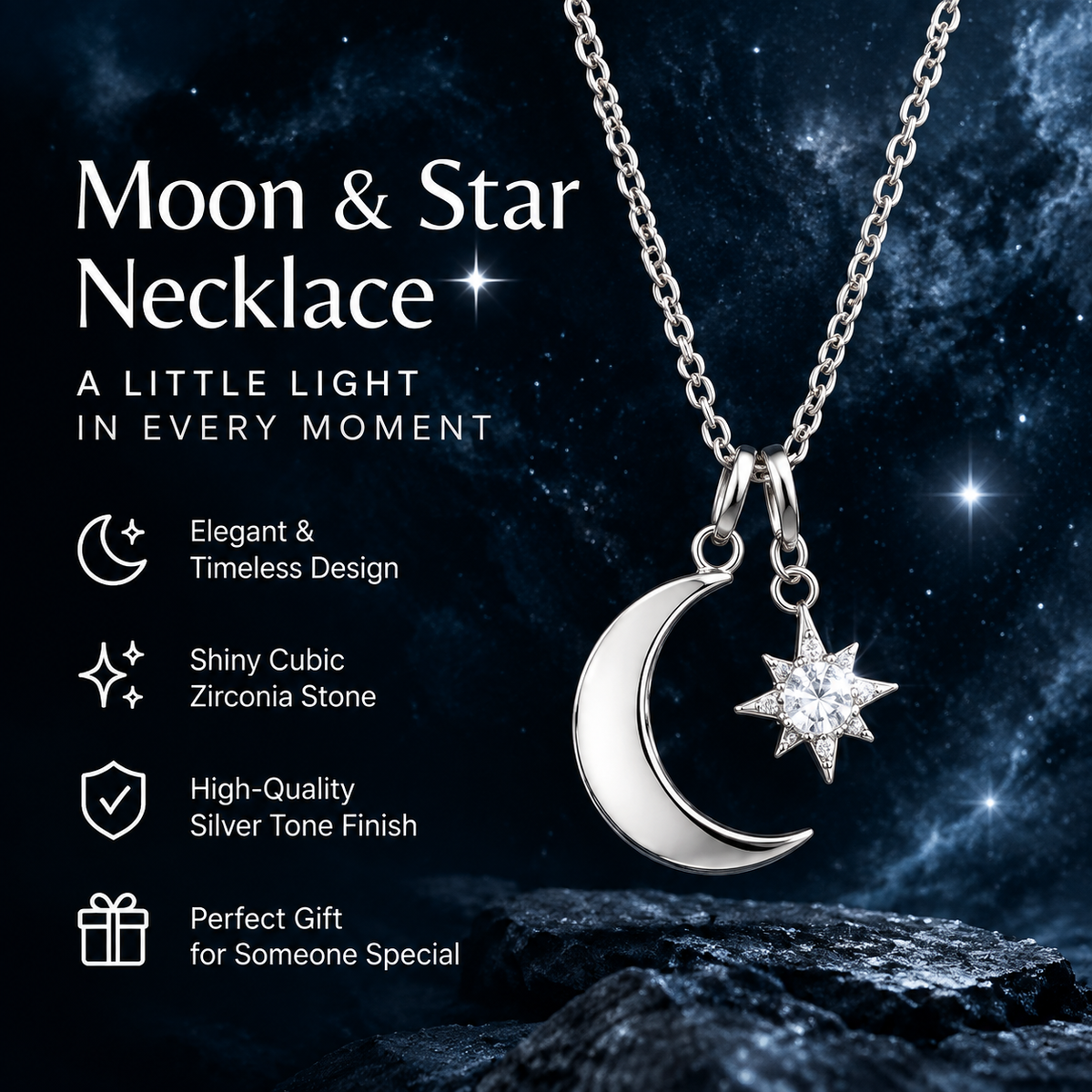 Moon  Star Necklace