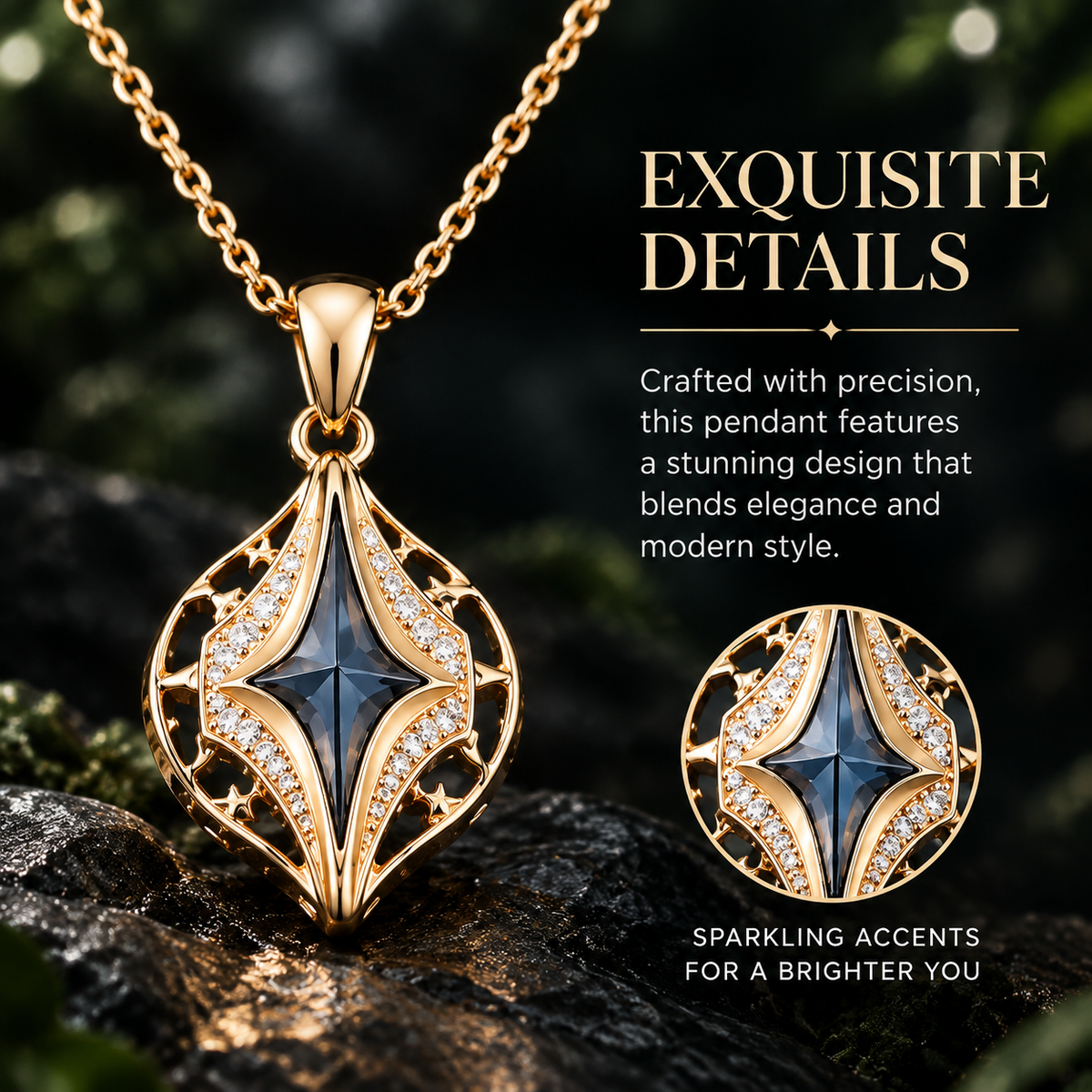 A Perfect Se Gold Pendant Necklace & Hoop Earrings Jewelry Set