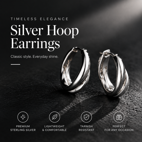 Silver Twist Hoop Earrings