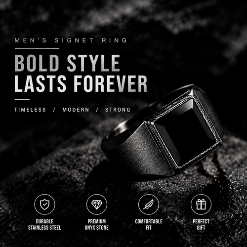 Men's Black Onyx Signet Ring