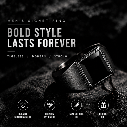 Men's Black Onyx Signet Ring