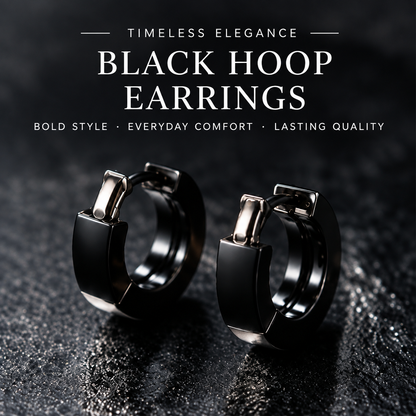 Black Huggie Hoop Earrings