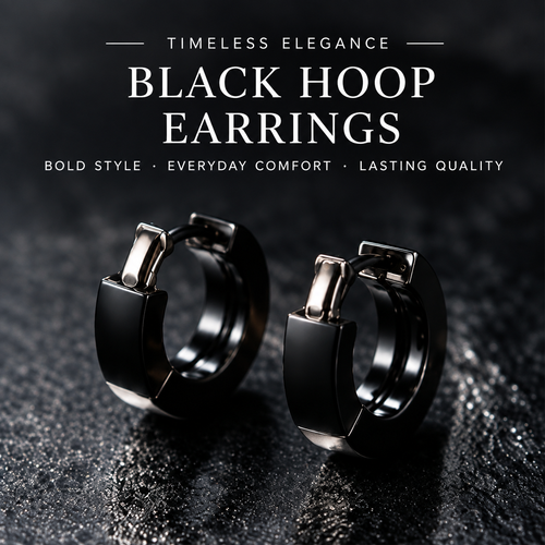 Black Huggie Hoop Earrings