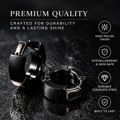 Black Huggie Hoop Earrings