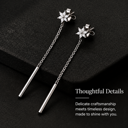 Chain Drop Earrings — Elegant Minimalist Flower Drop Earrings