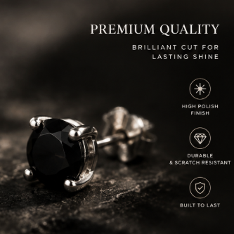 Black Gemstone Stud Earrings