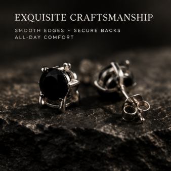 Black Gemstone Stud Earrings