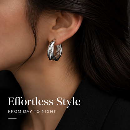 Silver Twist Hoop Earrings