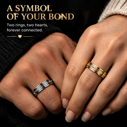 Forever Together Couple Rings Set – Matching His & Hers Engraved Rings with Sparkling Details