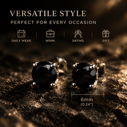Black Gemstone Stud Earrings