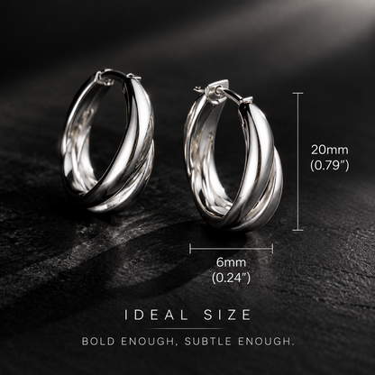 Silver Twist Hoop Earrings